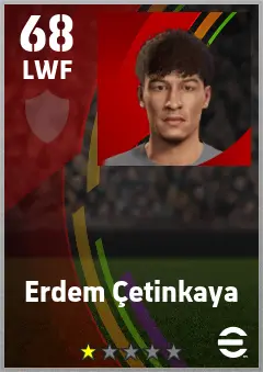 Erdem Cetinkaya eFootball 2026 player card — 68 OVR LWF