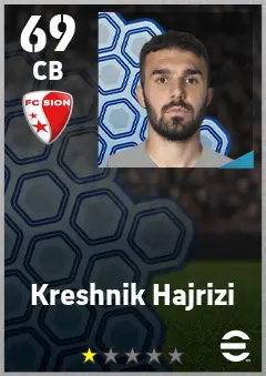 Kreshnik Hajrizi eFootball 2026 player card — 69 OVR CB