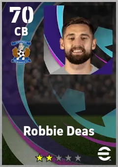 Robbie Deas eFootball 2026 player card — 70 OVR CB