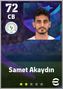 Samet Akaydin eFootball 2026 player card — 72 OVR CB