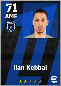 Ilan Kebbal eFootball 2026 player card — 71 OVR AMF