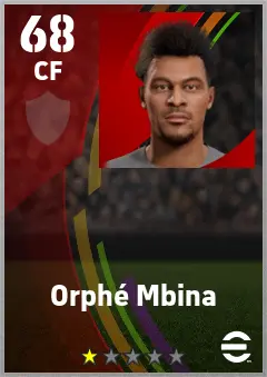 Orphe Mbina eFootball 2026 player card — 68 OVR CF