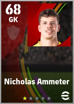 Nicholas Ammeter eFootball 2026 player card — 68 OVR GK
