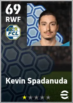 Kevin Spadanuda eFootball 2026 player card — 69 OVR RWF