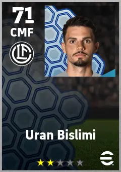 Uran Bislimi eFootball 2026 player card — 71 OVR CMF