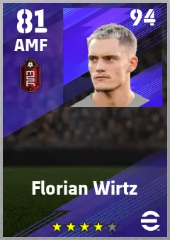 Florian Wirtz eFootball 2026 player card — 81 OVR AMF