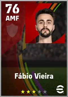 Fabio Vieira eFootball 2026 player card — 76 OVR AMF