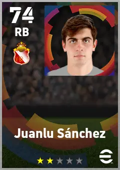 Juanlu Sanchez eFootball 2026 player card — 74 OVR RB