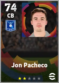 Jon Pacheco eFootball 2026 player card — 74 OVR CB