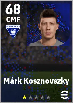 Mark Kosznovszky eFootball 2026 player card — 68 OVR CMF