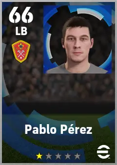 Pablo Perez eFootball 2026 player card — 66 OVR LB