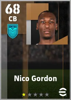 Nico Gordon eFootball 2026 player card — 68 OVR CB