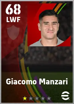 Giacomo Manzari eFootball 2026 player card — 68 OVR LWF