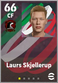 Laurs Skjellerup eFootball 2026 player card — 66 OVR CF