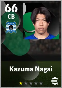 Kazuma Nagai eFootball 2026 player card — 66 OVR CB