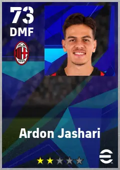 Ardon Jashari eFootball 2026 player card — 73 OVR DMF