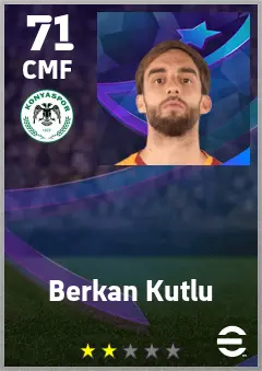 Berkan Kutlu eFootball 2026 player card — 71 OVR CMF