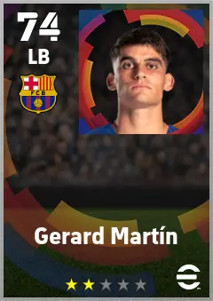 Gerard Martin eFootball 2026 player card — 74 OVR LB