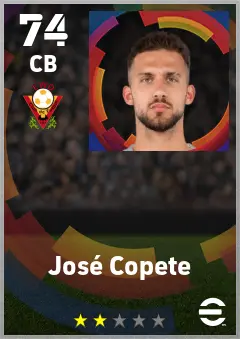 Jose Copete eFootball 2026 player card — 74 OVR CB