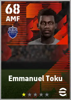Emmanuel Toku eFootball 2026 player card — 68 OVR AMF
