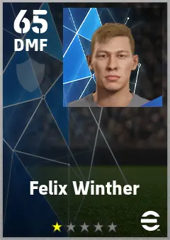 Felix Winther eFootball 2026 player card — 65 OVR DMF
