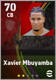 Xavier Mbuyamba eFootball 2026 player card — 70 OVR CB