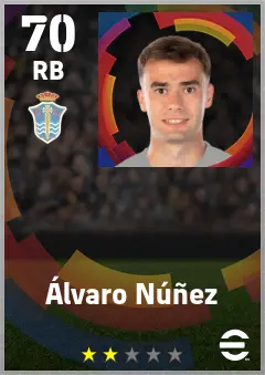 Alvaro Nunez eFootball 2026 player card — 70 OVR RB