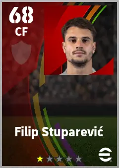 Filip Stuparevic eFootball 2026 player card — 68 OVR CF