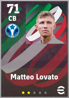 Matteo Lovato eFootball 2026 player card — 71 OVR CB