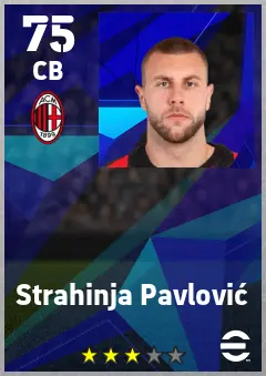 Strahinja Pavlovic eFootball 2026 player card — 75 OVR CB
