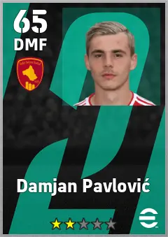 Damjan Pavlovic eFootball 2026 player card, 65 OVR DMF