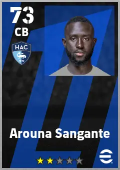 Arouna Sangante eFootball 2026 player card — 73 OVR CB