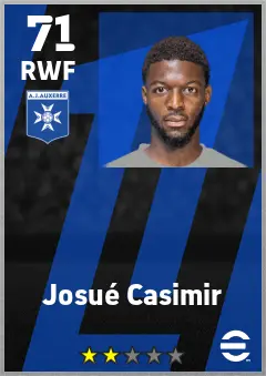 Josue Casimir eFootball 2026 player card — 71 OVR RWF
