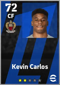 Kevin Carlos eFootball 2026 player card — 72 OVR CF