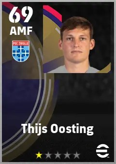 Thijs Oosting eFootball 2026 player card — 69 OVR AMF