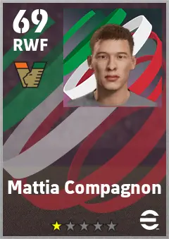 Mattia Compagnon eFootball 2026 player card — 69 OVR RWF