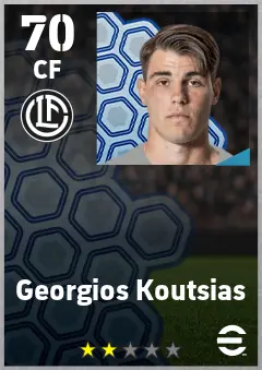 Georgios Koutsias eFootball 2026 player card — 70 OVR CF
