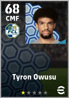 Tyron Owusu eFootball 2026 player card — 68 OVR CMF