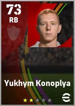 Yukhym Konoplya eFootball 2026 player card — 73 OVR RB