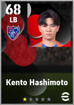 Kento Hashimoto eFootball 2026 player card — 68 OVR LB
