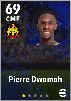 Pierre Dwomoh eFootball 2026 player card — 69 OVR CMF