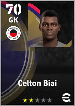 Celton Biai eFootball 2026 player card, 70 OVR GK
