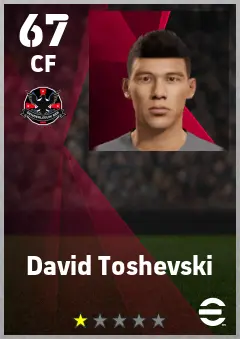 David Toshevski eFootball 2026 player card — 67 OVR CF