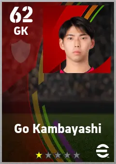 Go Kambayashi eFootball 2026 player card — 62 OVR GK