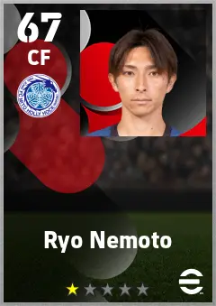 Ryo Nemoto eFootball 2026 player card — 67 OVR CF