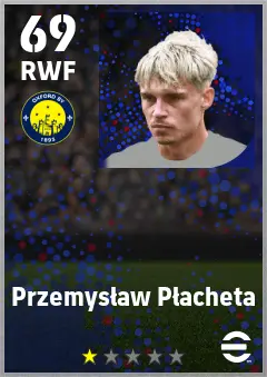 Przemyslaw Placheta eFootball 2026 player card — 69 OVR RWF