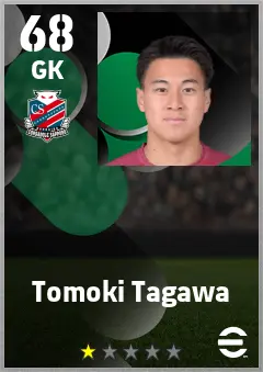 Tomoki Tagawa eFootball 2026 player card — 68 OVR GK