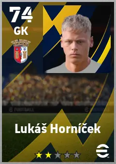 Lukas Hornicek eFootball 2026 player card — 74 OVR GK