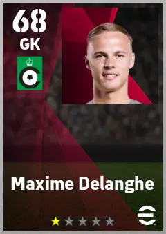 Maxime Delanghe eFootball 2026 player card — 68 OVR GK