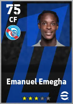 Emanuel Emegha eFootball 2026 player card — 75 OVR CF